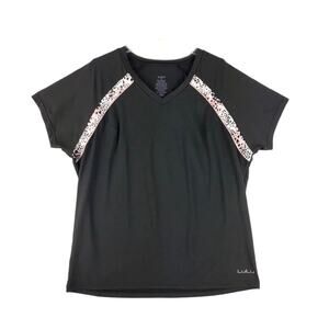LuLu Activewear Swiftly Tech Women's Plus 3X Black Shirt w/ Pink Animal Print